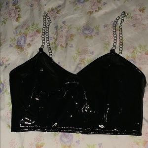 Shiny cropped top with chain straps💫